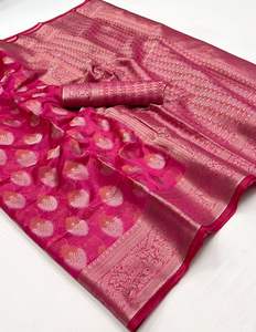 DERNIER DESIGNER BANARASI ORGANZA TISSAGE DE SOIE AVEC BROCADE SAREE - Product Image 4