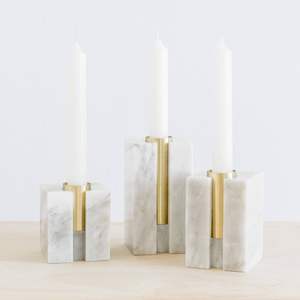 Porte-bougie en marbre blanc personnalisable pour l'éclairage domestique, offrant une lumière douce et un accent décoratif élégant - Product Image 5