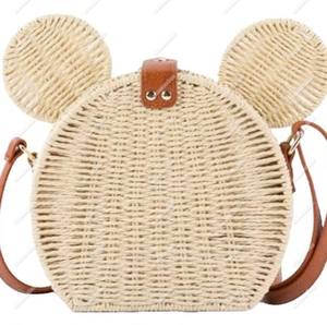 Mini panier en rotin Beige tissé avec oreille de souris pour enfants artisanat Unique mode rotin sac à bandoulière enfant panier sac - Product Image 6