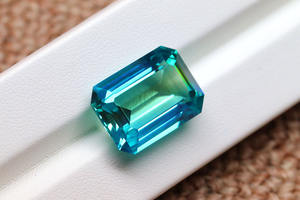 อัญมณี Aini พลอยแซฟไฟร์สีเขียวในห้องทดลอง10x8mm-20x15mm ตัดมรกตสร้างของขวัญหินแซฟไฟร์สีเขียวสำหรับเธอ - Product Image 2