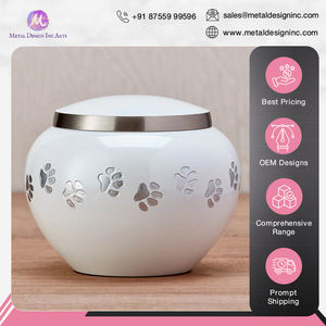 Diseño personalizado de alta calidad de color blanco plata hermosas urnas de cremación de aluminio para mantener las cenizas conmemorativas de la mascota de la India - Product Image 3