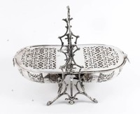 Boîte à biscuits et friandises pliable multifonctionnelle isolée en argent massif Alexander Clark, style Art Déco, pour aliments chauds