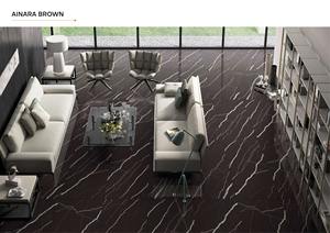 Carreaux de porcelaine de qualité supérieure polis aspect miroir 600x1200mm Ainara Brown Finition brillante 60x120 cm Carreaux pour salon de luxe - Product Image 3