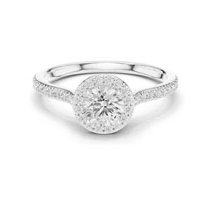 Bague de fiançailles pour femme avec halo de diamants de laboratoire ronds brillants de 1,04 carat, clarté VVS-VS EF, or 18 carats, 14 carats, 10 carats et argent 925 - Product Image 2