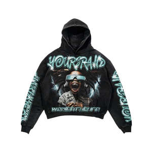 2025 ensembles personnalisés hommes hiver pantalons de survêtement évasés grande taille à capuche survêtement strass imprimer derniers survêtements imprimés personnalisés - Product Image 5