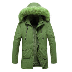 Vestes imperméables en polyester et nylon à capuche en fourrure Veste d'extérieur épaisse décontractée pour hommes - Product Image 1