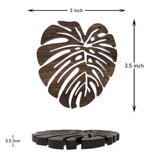 6-Piece Non-Slip <b>Wooden</b> Coasters <b>Set</b> Heat Insulation Pad Drinks <b>Tea</b> Cups Coffee Mugs Wood Tabletop Coaster Holder Heat Resistant - Product Image 3