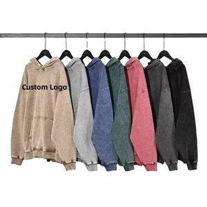 Sweat-shirts à capuche pour hommes de qualité supérieure 100% coton, streetwear, lavage à l'acide, sweat-shirt lourd 2025 - Product Image 1