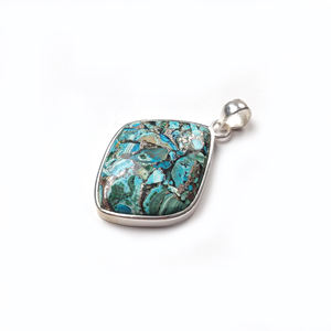 Pendentif en malachite de forme fantaisie fait main dans une matrice de malachite, en argent sterling 925 – Bijoux pour femme - Product Image 2