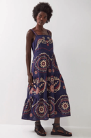 Robe longue bohème brodée pour femme, sans manches, 100 % coton, été, ethnique, unie, florale, douce, naturelle, écologique, lavable