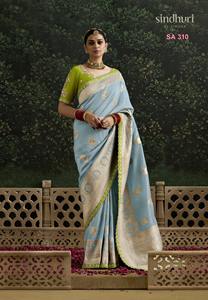 Indian Designer Soft <b>Silk</b> Saree Beautiful Traditional Work Design Pakistani Style Wedding Party Wear Soft <b>Silk</b> Wedding Dress - Product Image 2