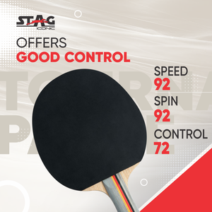 Raquette de tennis de table professionnelle Stag Iconic Ninja Fire, en bois et caoutchouc, avec fond à picots longs en fibre de carbone, vitesse rapide - Product Image 5