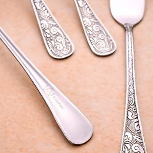 Silver Aura Mini <b>Dessert</b> <b>Forks</b> (Set of 4) Cute Metal and Wood Food Picks for Fruit Dinner & Home Use for Restaurant - Product Image 5