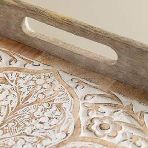 Plateau de service en bois fabriqué à la main écologique de luxe au design unique avec poignées ergonomiques et taille personnalisée pour un service sans effort - Product Image 5