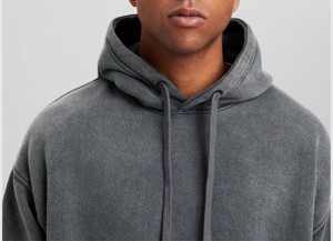 Sudadera con Capucha Extra Grande para Hombre, Estilo Corto, con Cremallera Completa, Lavada al Ácido, 100% Algodón, 460 Gsm, Talla Grande, OEM - Product Image 3