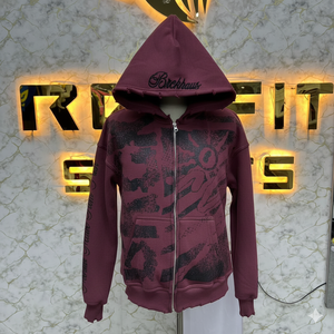 Sweat à capuche à fermeture éclair de qualité professionnelle, prix d'usine, très demandé, imprimé bleu, fabriqué en usine, prix bas, sweat à capuche pour hommes, sweat à capuche pour hommes - Product Image 3