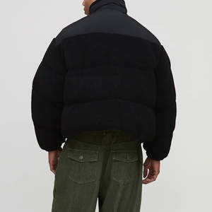 Turn over <b>collar</b> full zipper long sleeve custom logo soft fabric men winter puffer <b>jacket</b> - Product Image 2