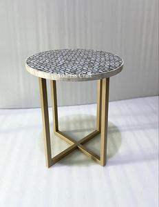 Mobilier de luxe Table basse ronde en incrustation de nacre Table basse décorative multicolore MOP Table basse moderne au meilleur prix - Product Image 5