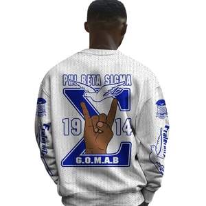 Phi Beta Sigma 1914 pull en tricot acrylique bleu blanc Chenille lettres grecques Sigma Beta fraternité vêtements pull - Product Image 6