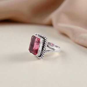 Pink <b>Tourmaline</b> Ring Handmade 925 Sterling Silver Gemstone Jewelry Elegant Gift For Women Boho Design - Product Image 1
