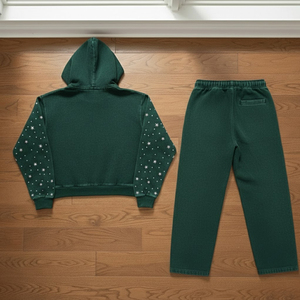 Chándal de Pedrería para Hombre Transpirable de Bajo Precio, Chándal de Pedrería con Logotipo Personalizado, Chándales de Pedrería Oversize con Lavado Ácido para Hombre - Product Image 2