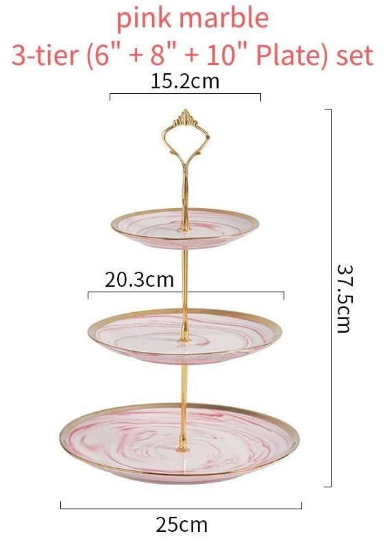 ชุดจานหินอ่อนสีชมพู (6"+8"10")