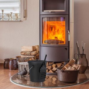 Seau à cendres essentiel en fer noir moderne <span class=keywords><strong>Pelle</strong></span> à <span class=keywords><strong>bois</strong></span> Accessoires en métal Outils de poêle et appareils de cheminée - Product Image 4