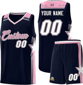 Uniforme de baloncesto personalizado, equipo impreso personalizado y número, conjunto superior de baloncesto y pantalones cortos para hombres/industria deportiva juvenil - Product Image 6