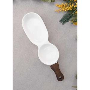Woody 35x10 cm Bandejas de servicio de porcelana Elegante base de madera para servir alimentos y bebidas - Product Image 2