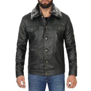Veste en cuir véritable pour homme, veste de moto d'hiver, fermeture éclair, logo personnalisé, OEM ODM, vente en gros, fabricant d'usine - Product Image 3