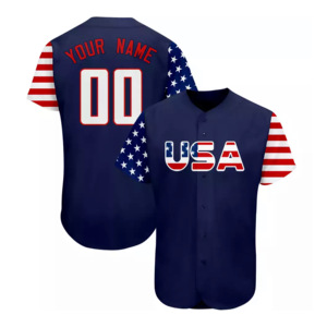 Camiseta de Béisbol Juvenil personalizable de alta calidad, ropa deportiva impresa con botones completos, transpirable, venta al por mayor, Béisbol personalizado barato - Product Image 1