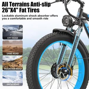 Bici elettrica per adulti 4000W picco Brushless doppio motore 48V 23Ah rimovibile bici elettrica 26 pollici grasso pneumatico Mountain Ebike - Product Image 6