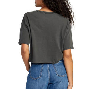 Camisetas cortas para mujer, medias mangas con diseño de cuello redondo, camisetas de verano hechas de algodón de Color sólido, Top corto - Product Image 5