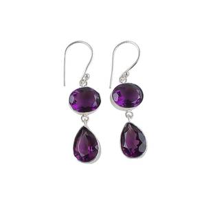 Boucles d'oreilles clous en argent sterling 925 avec améthyste, faites à la main, plaquées or, certifiées IGI, sans nickel, cadeau pour femme - Product Image 3