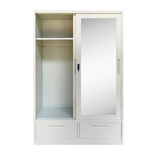 Armario de Acero con Puerta de Vidrio, Armario Metálico Moderno y Minimalista, Armario de Almacenamiento, <span class=keywords><strong>Ropero</strong></span> de Acero, Roperos Metálicos - Product Image 4