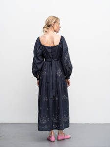 Vestidos Casuales de Calidad para Mujer, Vestido Largo de Verano, 100% Algodón, Cintura Natural, Manga Corta, Cuello Vintage, Vestido Fluido - Product Image 6