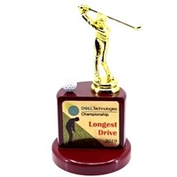 Trophée de golf homme en verre cristal poli de haute qualité, découpé et imprimé, avec mini balle de golf, gravure en relief durable, design de champion