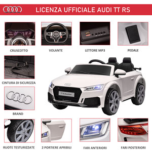 HOMCOM Voiture électrique autoportée pour enfants de 3 à 5 ans AUDI TT avec télécommande, ouverture des portes et phares LED, blanc - Product Image 4