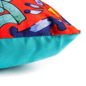 Square Decorative <b>Throw</b> <b>Pillow</b> Zipper Closure Italian Majolica Design 100% Cotton Digital Printing Removable Trinacria Excelsa - Product Image 4