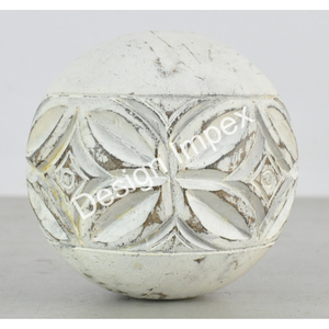 Bola blanca pintada a mano Bolas de madera natural de la India Bola de madera decorativa Pantalla antideslizante Escritorio de oficina Pisapapeles y objetos - Product Image 2