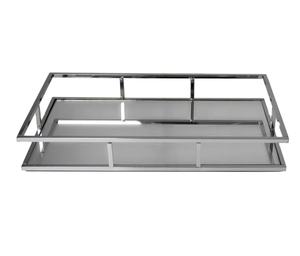 Stylish Serving <b>Trays</b> for Home Hotel Restaurant Metal & Glass <b>Jewelry</b> Storage <b>Trays</b> Silver Color Rectangle Shaped <b>Trays</b> Supplies - Product Image 3