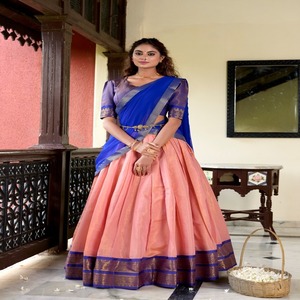 Venta caliente Kanchipuram con Zari tejido de trabajo Lehenga Choli mujer moda fabricante de la India - Product Image 1