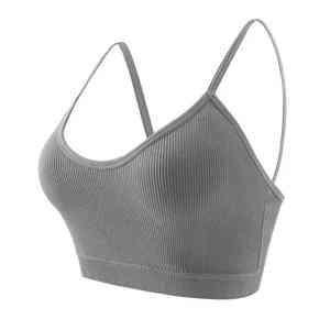 Soutien-gorge de sport pour femme personnalisé, écologique, à maintien élevé, antibactérien, respirant, sans coutures, pour la gym, à bretelles larges, extensible, couleur unie - Product Image 2