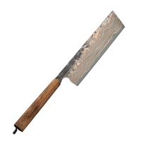 Couperet fait main en acier damassé lame San Mai manche en bois de rose outil de chef personnalisable pour les cadeaux de bricolage Collection tendance OEM