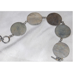 Bracelet en coquillage, art indonésien, acier inoxydable, BIJOUX EN COQUILLAGE, artistique, d'Indonésie, motif mosaïque, coquillage 30x30mm, bracelet 70mm - Product Image 1