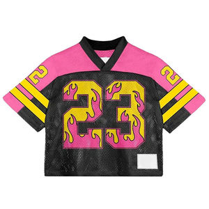 Camiseta de fútbol americano para hombre con cuello en V de malla sublimada, personalizada, de manga corta, estilo urbano, talla grande - Product Image 1