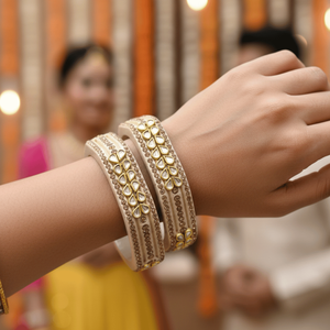 Ivory Kundan Lac Fashion Bangle <b>Set</b> of 2 - Product Image 1