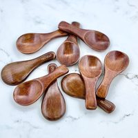 Mini-cuillère en bois minimaliste multi-usage, antiadhésive, écologique, faite à la main, en bois naturel, pour cosmétiques, cuisine, artisanat et maison