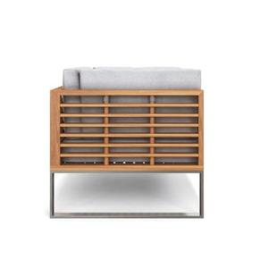 Conjunto de sofá para patio, sofá de madera de teca maciza para exteriores con patas de hierro, sofá de jardín con cojín impermeable, muebles para exteriores - Product Image 3