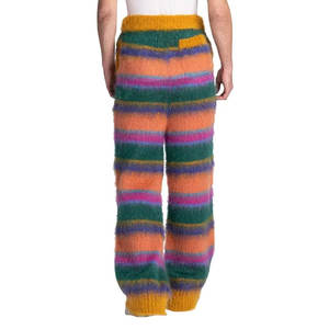 LeBo Wholesale Custom Men Loose Straight Leg Knit Mohair <b>Sweater</b> Pants Striped Drawstring Fuzzy Mohair Sweatpants - Product Image 4